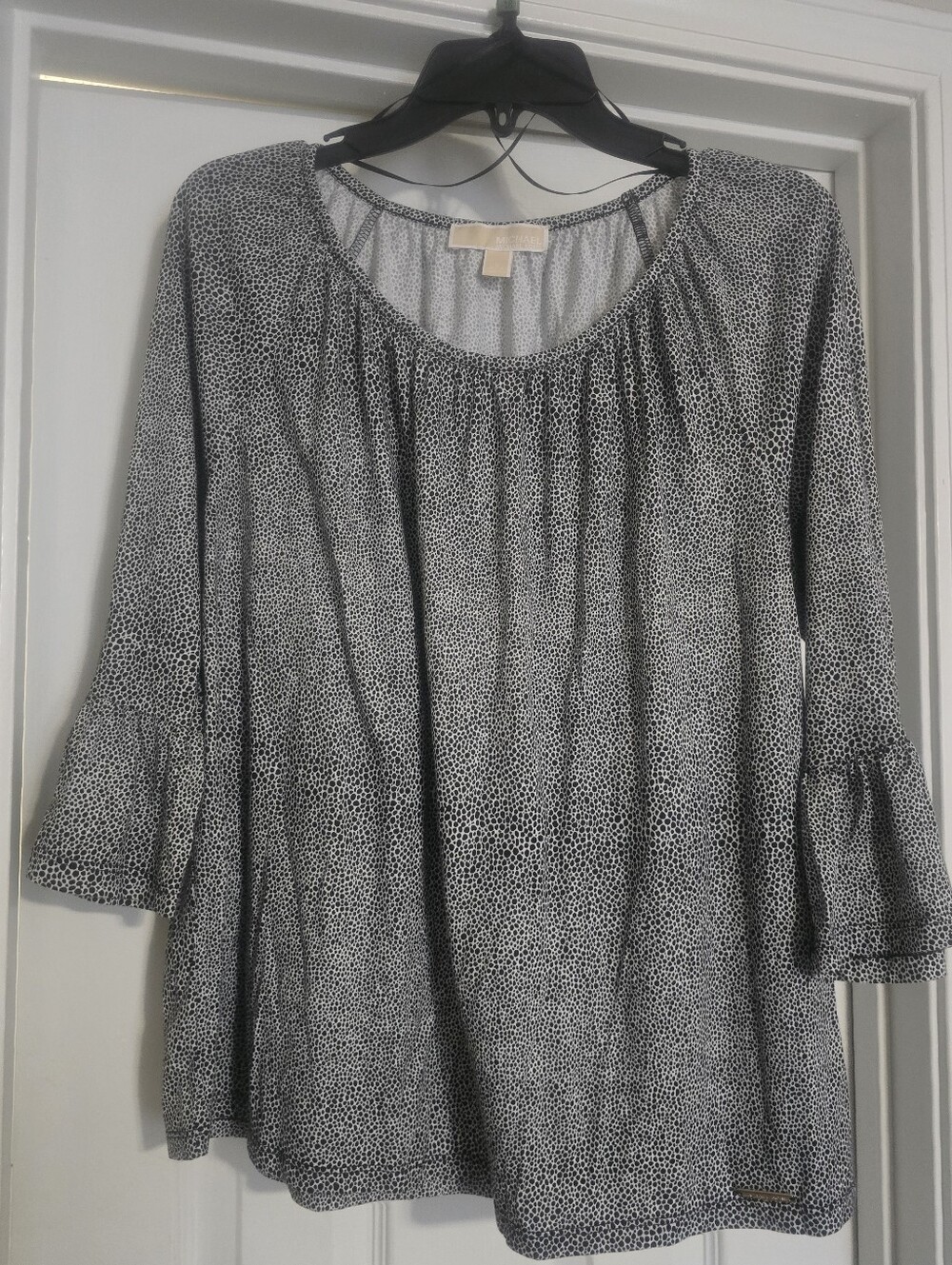 Michael Kors Black & White Dotted Peasant Tunic